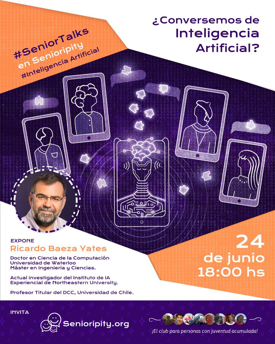 JuliaSBriones's tweet photo. #SeniorTalk 24 de junio a las 18:00 🇨🇱 conversación sobre Inteligencia Artificial de manera didáctica reto aceptado por @PolarBearby quien se sumó cautivado por este club
Una tribu que ganó mi corazón ♥️ #senioripity
Apúntate, nos vemos!
https://t.co/Ay0Zi8X1vS https://t.co/7TjvsR4RUT