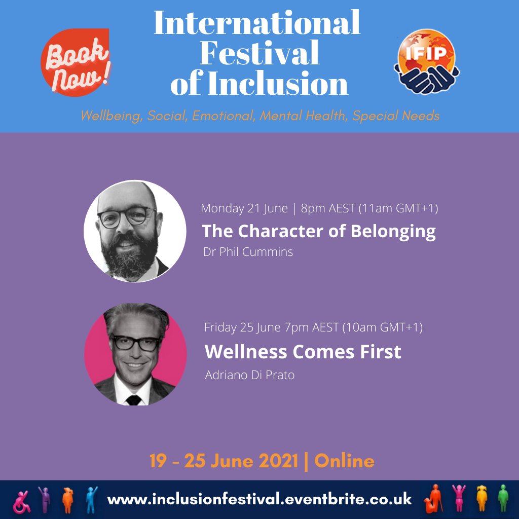 aSftomorrow's tweet photo. Join our Partners @DrPhilCummins and @AdrianoDiPrato for this 'first of its kind' opportunity to learn from current inclusion practitioners all over the world, at the International Festival of Inclusion. Details: https://t.co/kbpFKmQPga #aSft https://t.co/oPqkA0RDgl