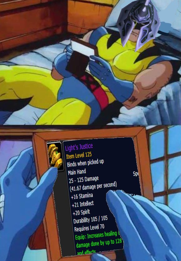 When you pass on all loot to have a chance at Light's Justice just for it to instantly been giving away without a roll chance LIT 🔥🔥🔥 #TBC