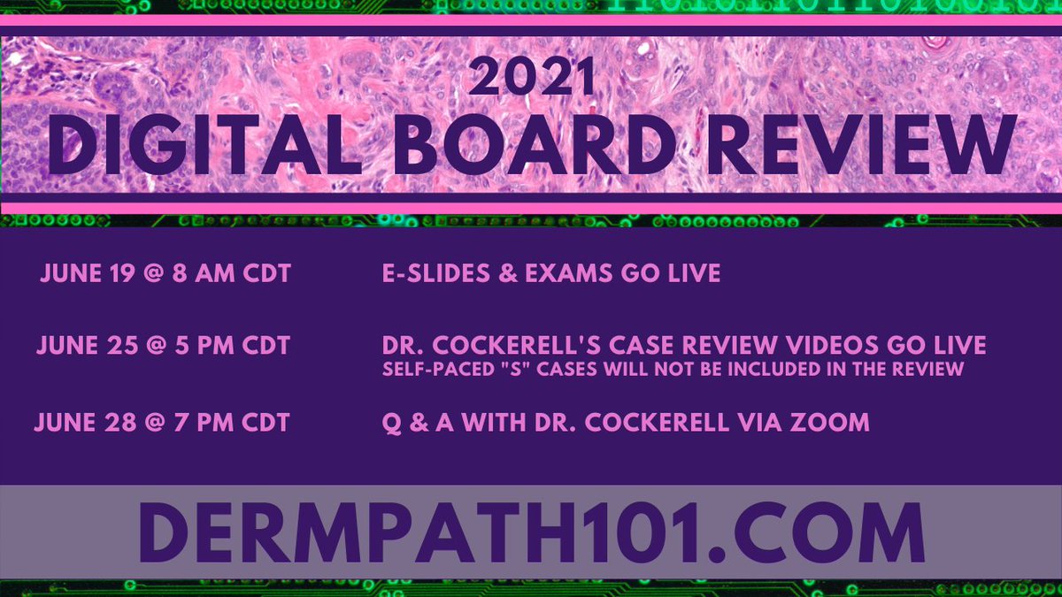 Who's ready to push some digital glass?  The 2021 Digital Board Review hosted by <a href="/ClayCockerell/">Clay Cockerell</a> is right around the corner.  All details can be found at dermpath101.com

#boardreview #dermpath #dermatology #residents