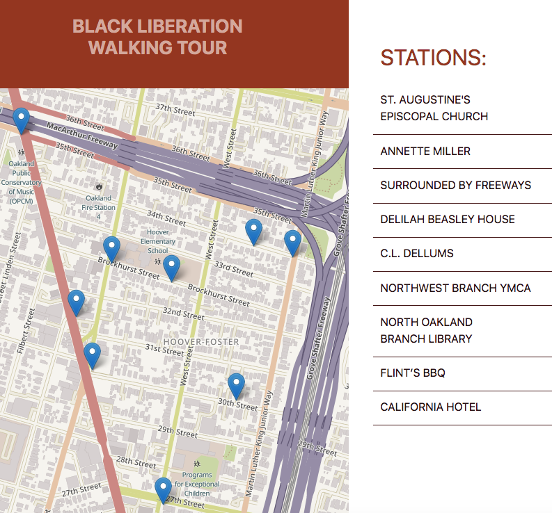 ebyesterday's tweet photo. The Black Liberation Walking Tour is now ready for visitors! This is a self-guided experience, so anyone with a smartphone can follow the map and find site summaries & oral history audio clips for each stop: https://t.co/ItmZ9lIQQx https://t.co/gHPWMFOG6s