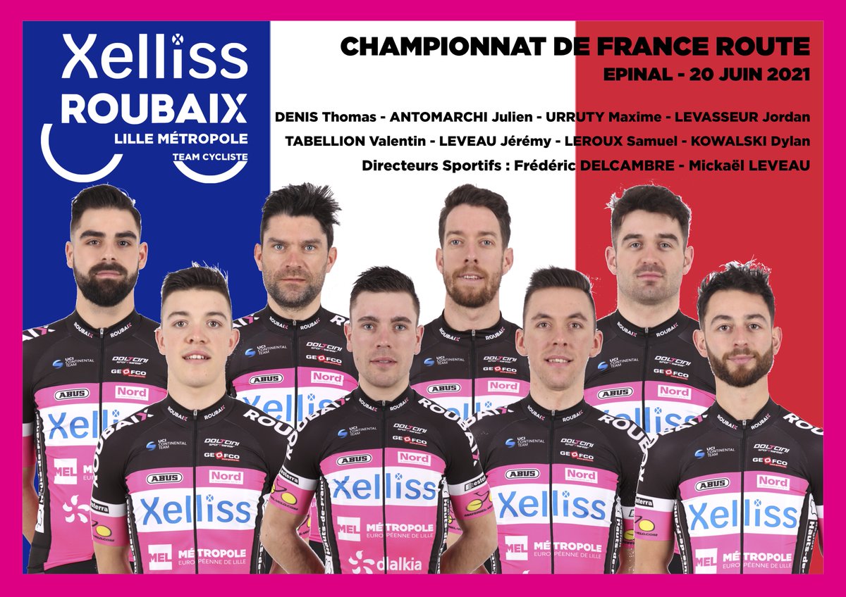 Championnat de France sur route 2021 - Rendez-vous dans les Vosges pour nos Roubaisiens à l'occasion du championnat de France ce dimanche 20 juin. equipe-cycliste-roubaix.com/pro/championna… <a href="/xelliss3/">Xelliss</a> <a href="/roubaix/">Ville de Roubaix</a> @MEL_Lille <a href="/Argon18bike/">Argon 18</a> <a href="/Materielvelo/">Materiel-velo.com</a> @ShimanoROAD <a href="/specialitesta/">SPECIALITES TA</a> <a href="/DOLTCINI1/">DOLTCINI</a>