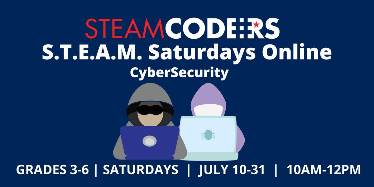 SteamCoders's tweet image. Did you hear? STEAM Saturdays will be back in July! We will starting July 10 for 4 weeks. Together we’ll explore how passwords work, how they’re stored, &amp;amp; how to NOT get hacked! 

#summercamps #100daysofcode #kidsforcoding #parents #school #girlsinstem #boysinstem #cybersecurity