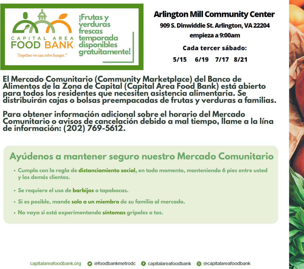Free, fresh food distributions for Arlington, VA.