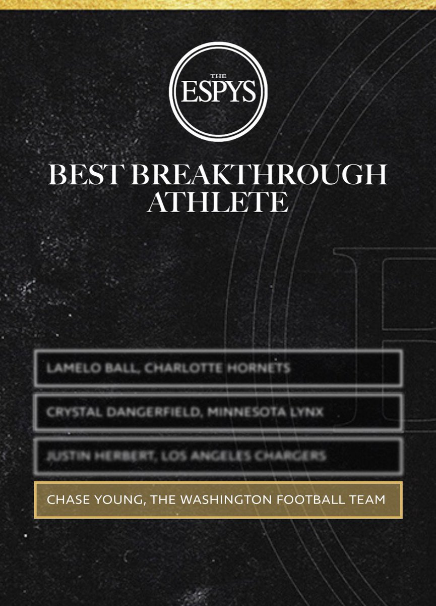 Grimm823's tweet photo. @WashingtonNFL @youngchase907 @ESPYS Chase is the only option. https://t.co/xd1iRjQBBv