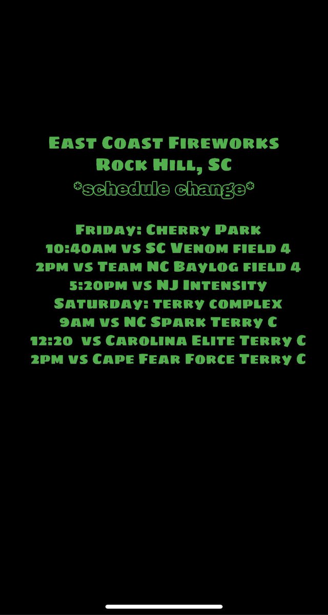 My girls and I are down in South Carolina this weekend ! Check out our schedule below and come watch us play !! <a href="/DelawareCobras/">Delaware Cobras Fury</a> <a href="/Delaware_SB/">Delaware Softball</a> <a href="/WilmUSoftball/">WilmU Softball</a> <a href="/HofstraSoftball/">Hofstra Softball</a> <a href="/GeorgeMasonU/">George Mason University</a> <a href="/JMUSoftball/">JMU Softball</a> <a href="/GamecockSoftbll/">South Carolina Softball</a> <a href="/UNCSoftball/">Carolina Softball</a>