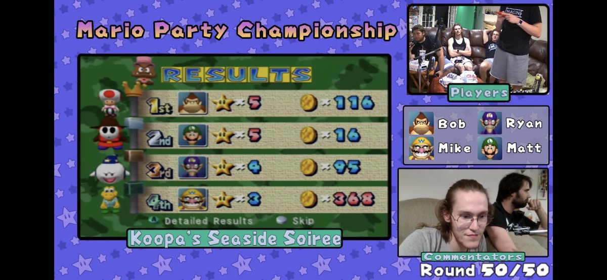 beefproduction's tweet photo. In an absolute roller coaster of a game Bob emerges from the chaos as the new Mario Party Champion!! Once again the last 5 turns proved to be the most dramatic and anyone could have won! Congrats Bob! https://t.co/ub8AZNWfdY
