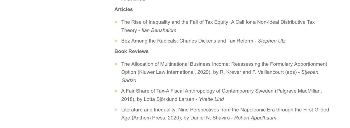 Some interesting and different articles in issue 2 BTR 2021 from Ilan Benshalom  on ‘The Rise of Inequality and the Fall of Tax Equity’ and Stephen Utz on Charles Dickens and Tax Reform, covering his fight against the window tax (note the incidence arguments!).