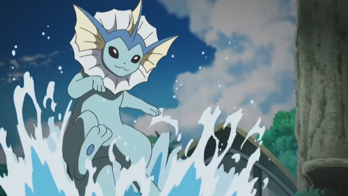 OTDPokemon's tweet photo. Today’s daily pokemon is Vaporeon, the Bubble Jet Pokemon! This pokemon lives close to water. When the fins on this pokemon begin to vibrate, it’s a sign that it will rain within a few hours! a majestic pokemon, the tail on Vaporeon is often mistaken for a mermaid’s! (No. 134) https://t.co/ndAMNvhoU4