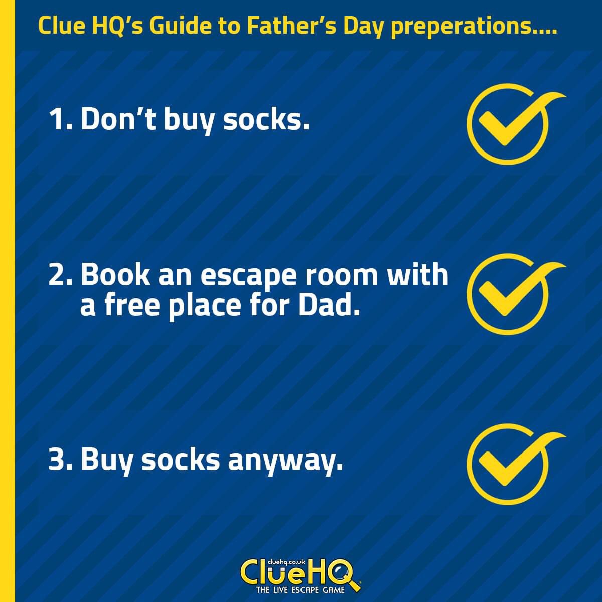 cluehqharrogate's tweet photo. Dads, Step-dads, Grandads and any other type of father figure can play with us for free this Father's Day!

Book any game from Friday 18th to Sunday 20th June and bring your father figure along for free!

Book now at https://t.co/b1Q8mT9KS6 https://t.co/3dAYHXrfRL