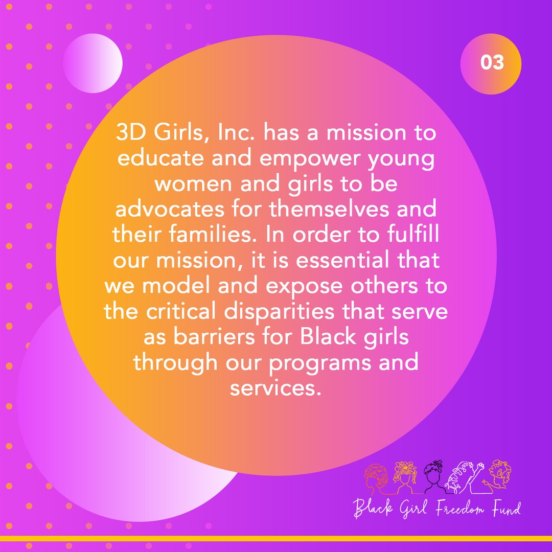 G4GC_org's tweet photo. Congrats @3D_GIRLSINC, one of @BlkGrlFreedom’s first grant recipients! We are inspired by the work you are doing in Atlanta to provide empowering programs to girls and women so they can advocate for themselves and their families. https://t.co/WieRpFnaGa #1billion4blackgirls https://t.co/ZIDpMlFOr6