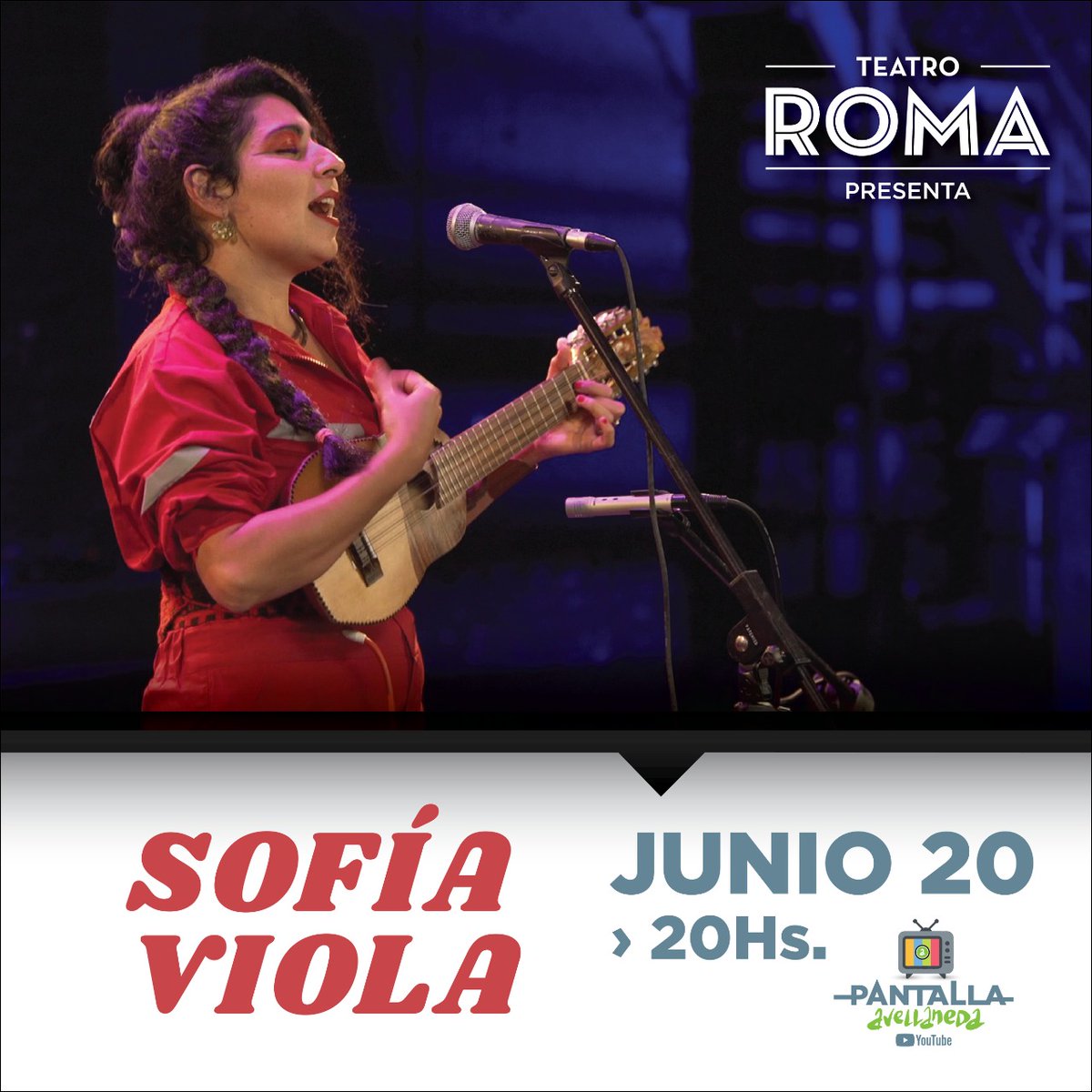 🎵 DOMINGO A LAS 20: <a href="/ViolaSofia/">Sofia Viola</a> EN EL <a href="/teatro_roma/">Teatro Roma</a> 

La cantante, compositora y actriz, Sofía Viola, se presenta con su guitarra y charangón, al modo de los antiguos payadores, pero con un estilo arrabalero, rockero, tropical y antiguo.