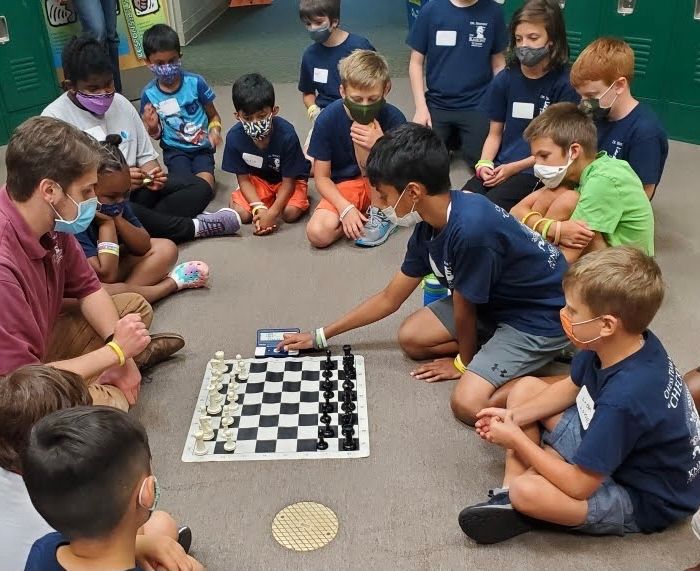 These kids are laser-focused! The winner of the tournament is playing against the coach, an honor indeed! Camp at <a href="/theoakwood/">The Oakwood School</a> could not be going better! 4 days down, 1 to go!