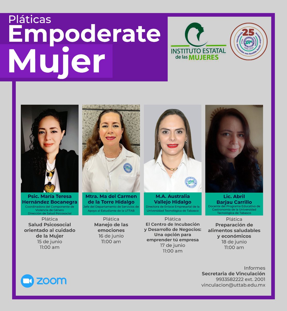 UTTAB's tweet photo. Te invitamos a seguir participando en el ciclo de pláticas: "Empodérate mujer", organizadas por el @IEMTabasco
 y esta Casa de Estudios. https://t.co/5EK6QotRF1