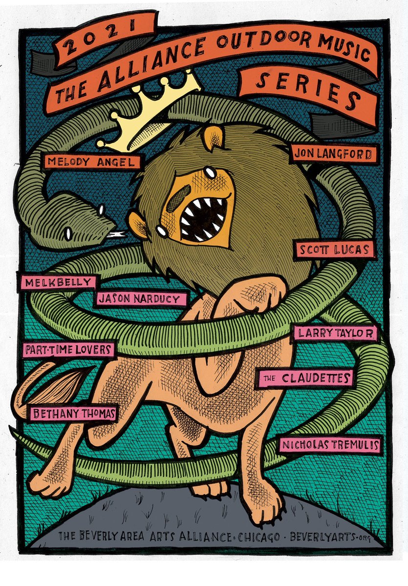 ModJam515's tweet photo. @Bev_ArtAlliance will be selling the latest poster by #TheBirdMachine to mark the start of the Alliance Outdoor Music Series. On sale 6/19 (3pm-8pm) at Beverly Bank Walden/103rd St-Uprising location. @SplitSingleband @MelodyAngel @melkbelly @dsl151 @TheClaudettes @NickTremulis1 https://t.co/IEdKlmW79E