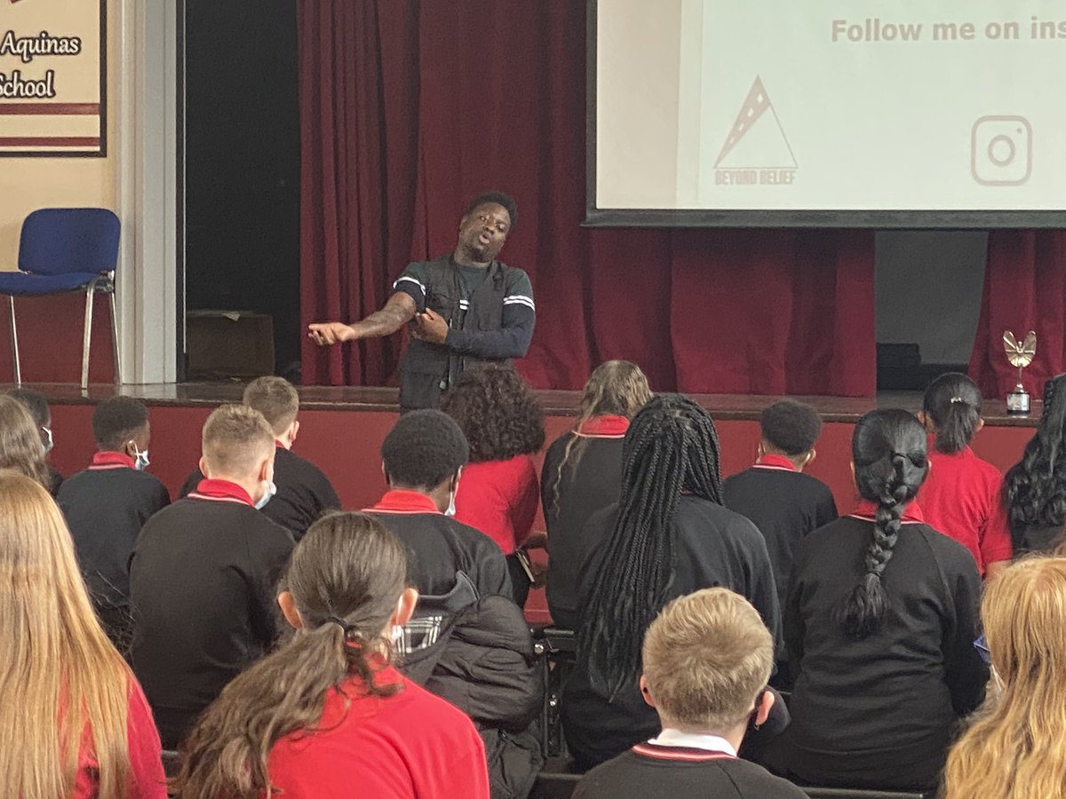 A captive year 8 audience - such a remarkable story and a powerful message. Truly inspirational! Thank you <a href="/Hezron_Brown/">Hezron Brown</a> #prideofbritain