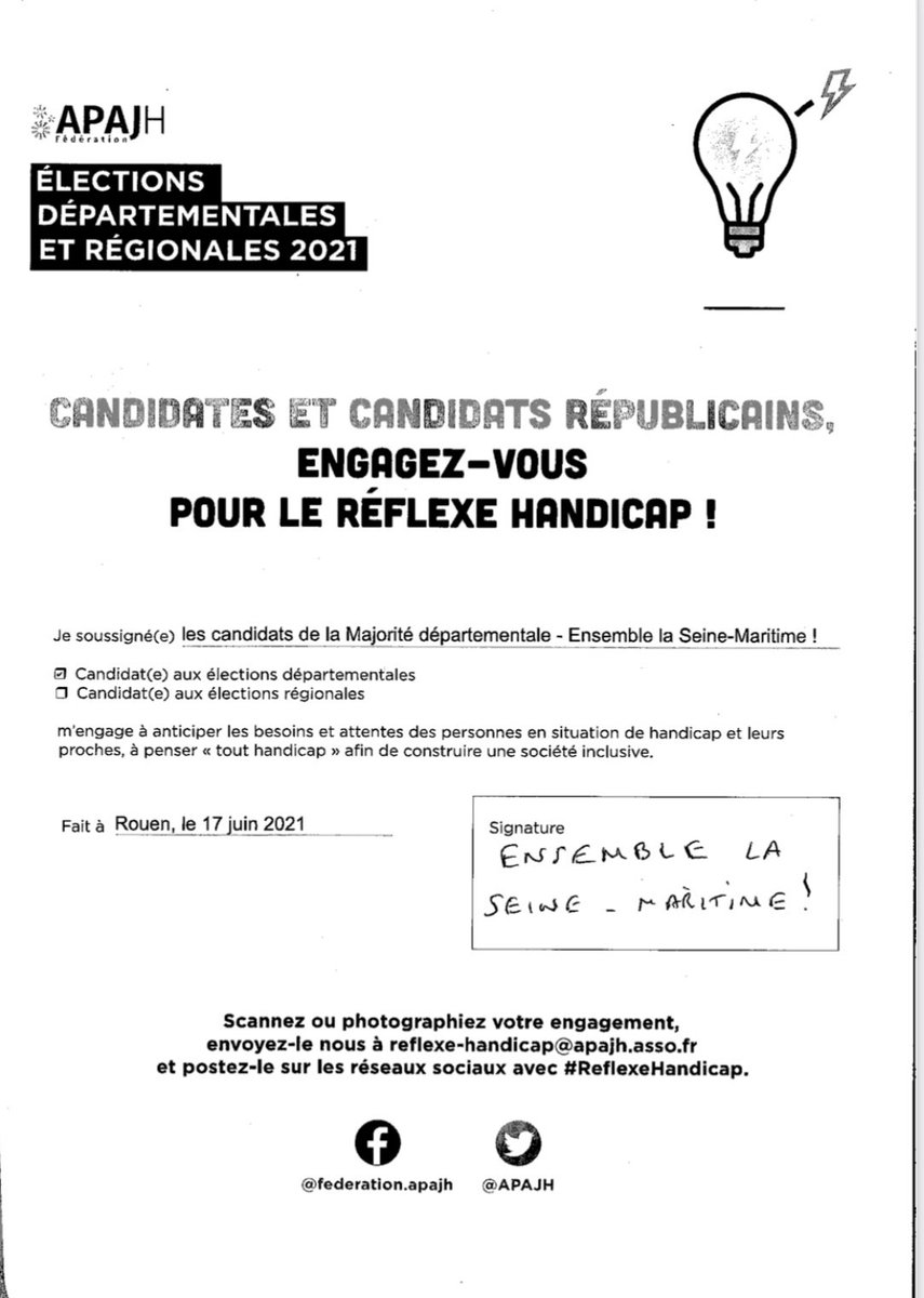 agnesfirmin's tweet photo. Parce que le #handicap est une compétence majeure des départements. @76Ensemble et ses 35 binômes s’engagent pour le #reflexehandicap . @APAJH #ensemblelaseinemaritime #departementales2021 le 20 juin je vote 🗳 https://t.co/BNa2gXOAxF