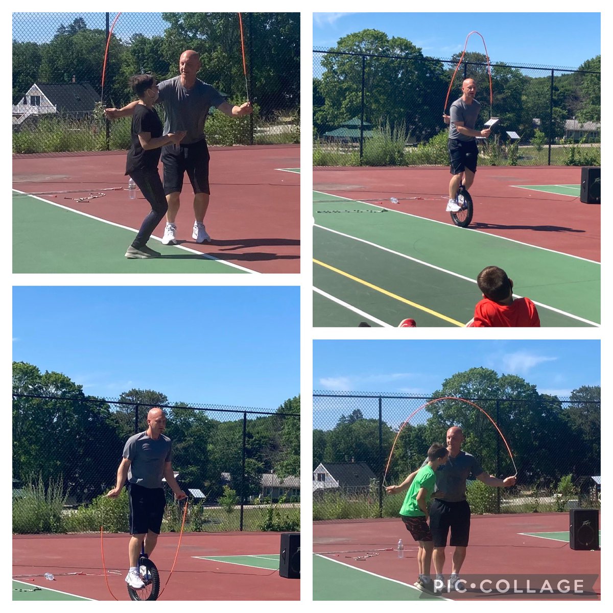 mrsstclair3's tweet photo. What a great performance! Yes, he is jump roping while riding a unicycle! #practicehard #jumpropesecrets #12worldrecords @MrG_HVES @CharihoRegional https://t.co/MtxWEcNTUa