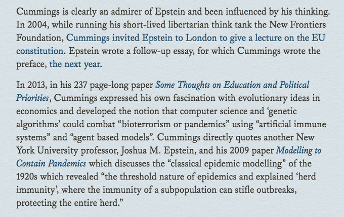 cockneycampaign's tweet image. These Tories probably supported Thatcher's 80s privatise-the-NHS US Reagan/ASI/Koch #OmegaProject. 20 yrs later they schemed again, as Gove's pal Cummings set up Tory-US thinktanks &amp;amp; all aimed for #Brexit #NHS shakedown. Trump's Covid #herdimmunity man Epstein spoke to NFrontiers