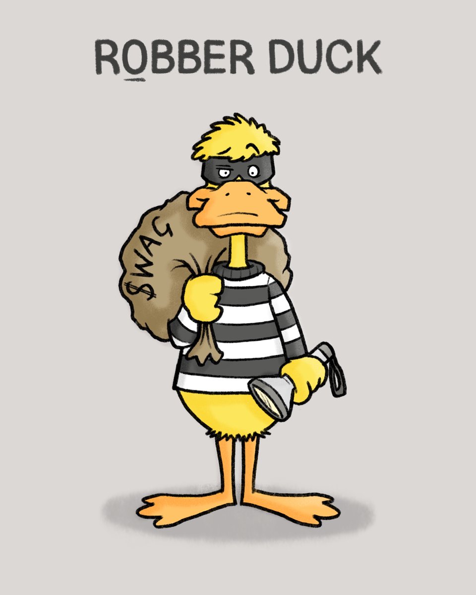 carlbatterbee's tweet photo. Robber Ducky π¦π¦ β
.β
.β
.β
#punoftheday #puns #greetingcards #humourquote #funnyquote #funny #kidlitart #dadjoke #punsfordays #punsworld #punsdaily #FridayMotivation #fridaymood #fridaythought #FridayVibes #fridayfun #animalpuns #sillyjokes #ducks #cartoonist https://t.co/HwwtzRvwrd