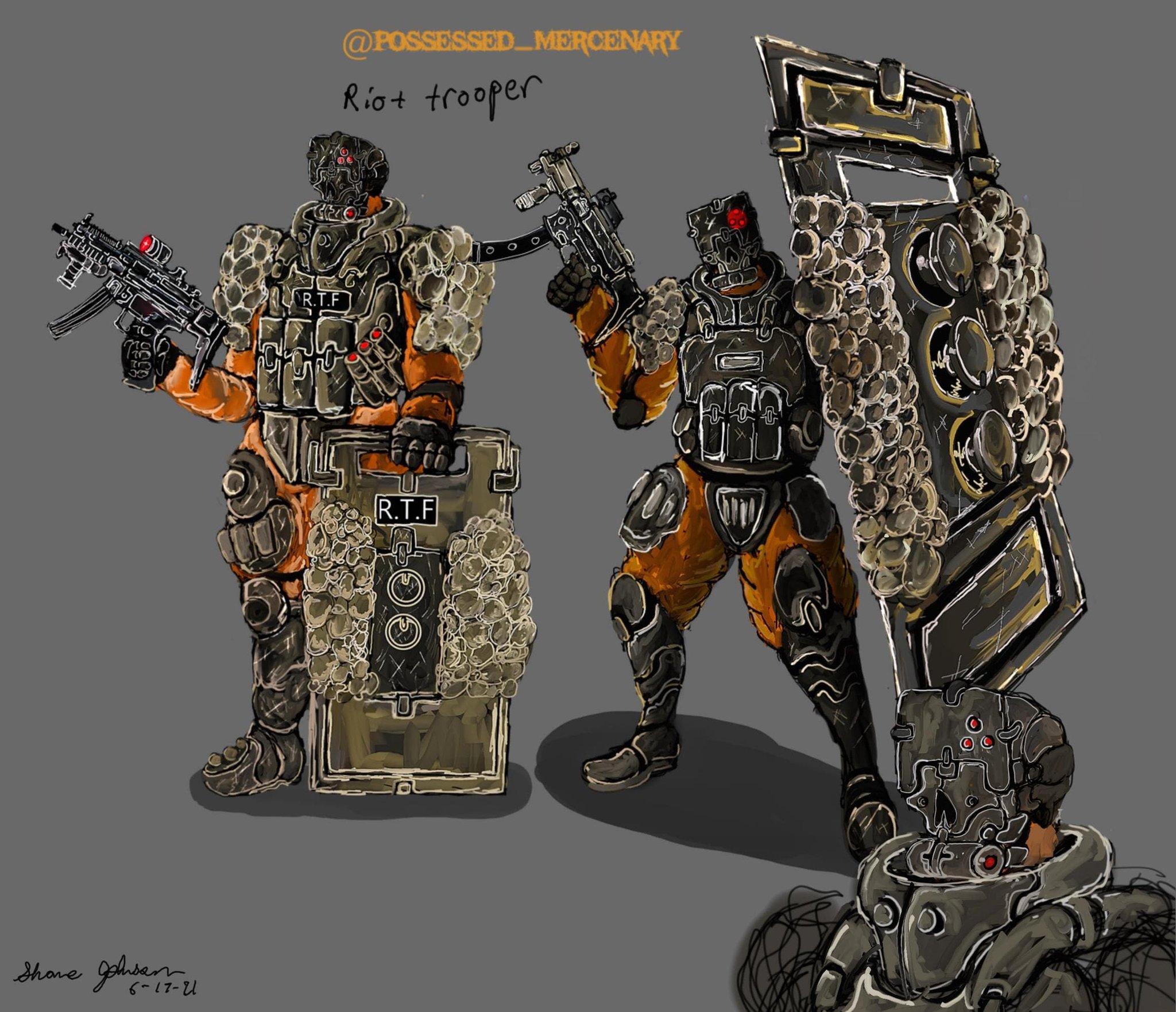 possessed mercenary (👺Open for commissions👹) on Twitter: "Riot trooper  add to my scifi dystopian project #art #digitalart #conceptart #scifi  #armor #weapon #shield #cyberpunk #fantasy #smg #characterdesign #gun  #originalcharacter https://t.co ...