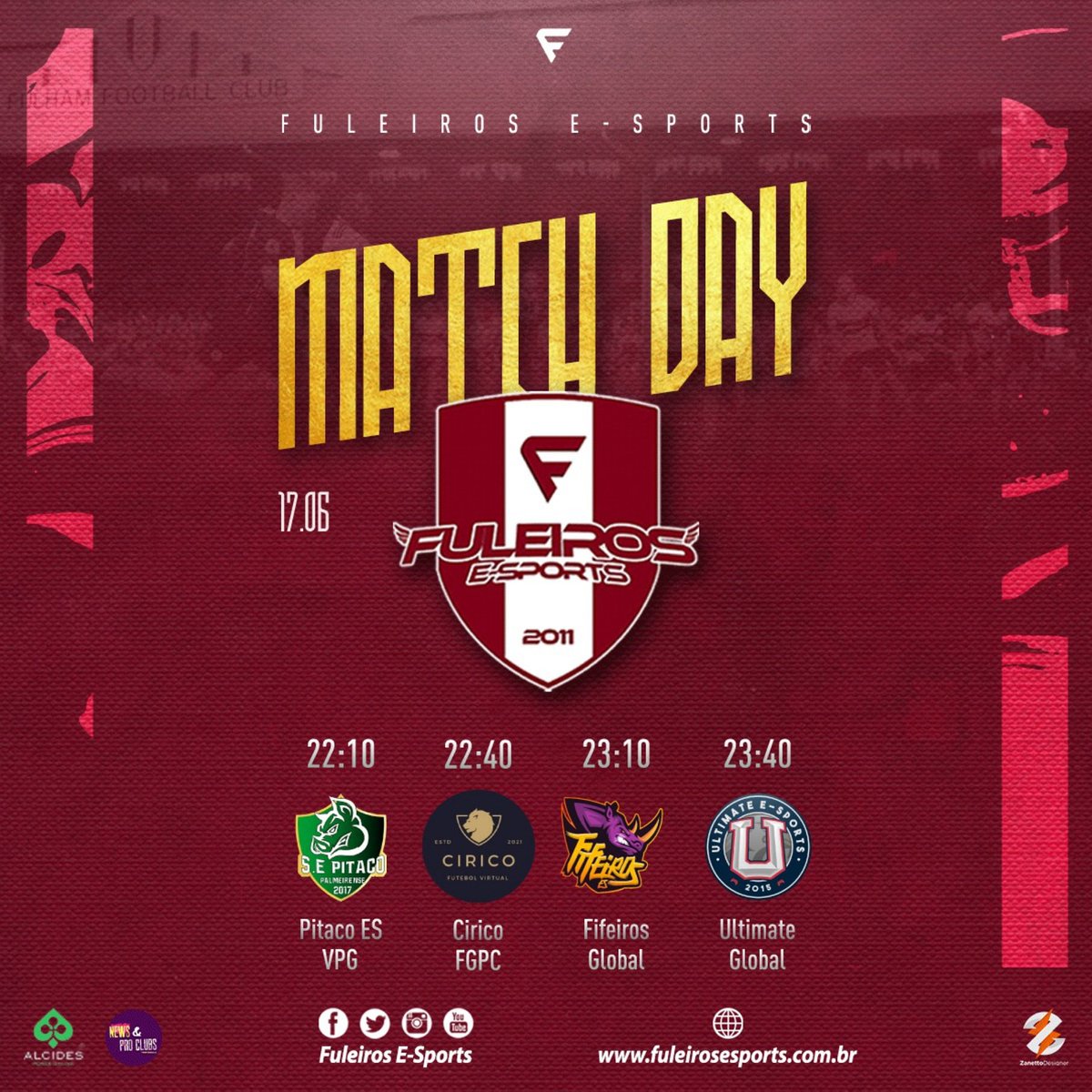 fuleirosclubs's tweet photo. Jogos de Quinta
⏰21:40 Suchas GPL
⏰22:10 Pitaco VPG
⏰22:40 Cirico FV FGPC
⏰23:10 Fifeiros Global
⏰23:40 Ultimate Global
#fuleiros10anos #ffc #fuleirosesports #fuleirosproclubs #fuleiro #gofuleiros #avantefuleiros #afiliadogamer #gofuleirose #ps4 #proclubsraiz #proclubsbrasil https://t.co/XIGu1KIDOx