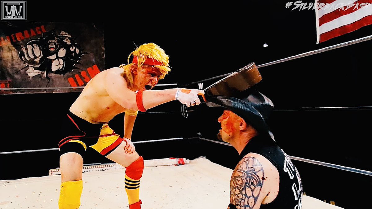 SmashMouthWWT's tweet photo. The final chapter of @Isvaan8X vs @WWTLaw was written in blood, sweat and Schnitzel... but it was the Pride &amp; Joy of Oontentog who emerged from the #SchnitzelSlamdown as the 8X Schnitzel Slamming Champion!!!! #Silverbackbash 

WATCH SILVERBACK BASH NOW!!!
https://t.co/yMzEGLH0U1 https://t.co/www7g5lusS