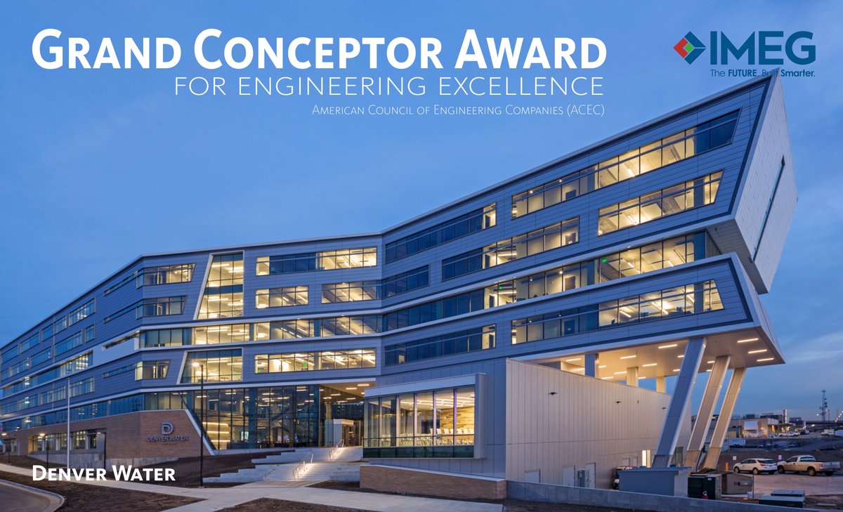 IMEG has just won the 2021 National ACEC Engineering Excellence Grand Conceptor Award for our engineering design of the Denver Water Operations Complex Redevelopment!
#weareIMEG #IMEGcorp #IMEGsustainability #engineeringexcellenceawards bddy.me/3xt1vL7