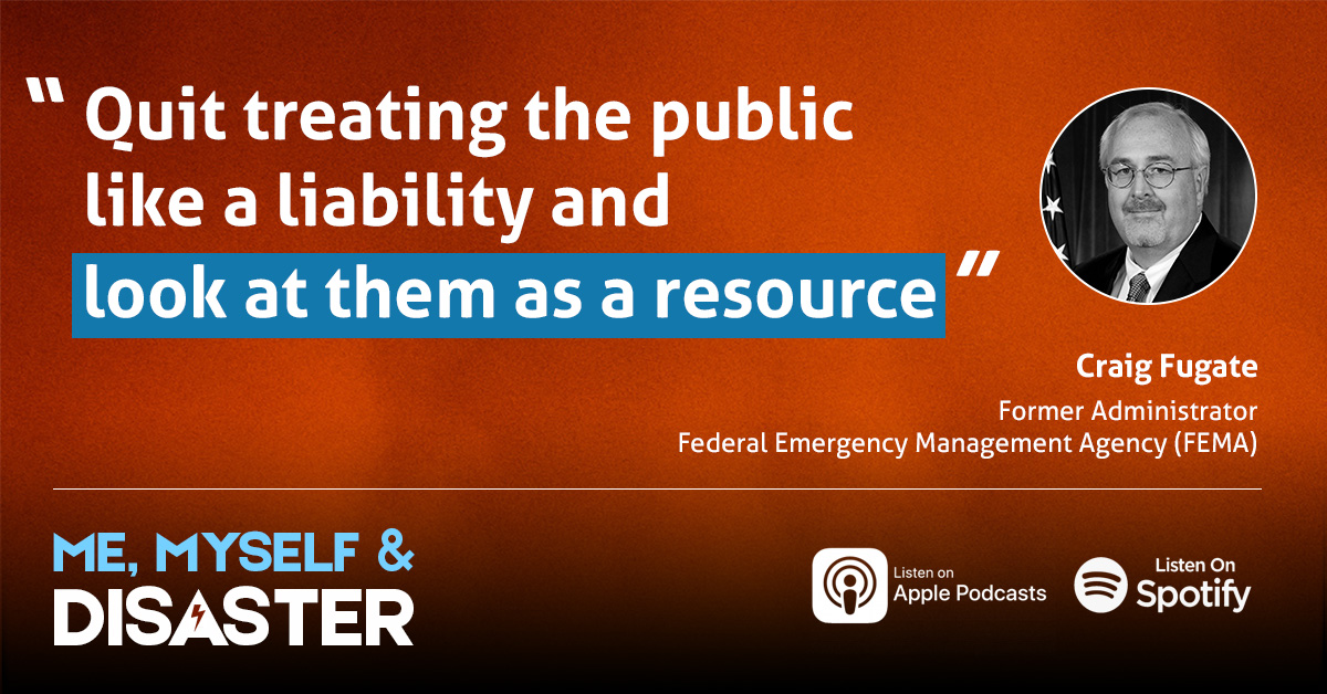 This week we speak to <a href="/WCraigFugate/">Craig</a>, former head of <a href="/fema/">FEMA</a> about some of the key emergency management challenges for the future. It's a must listen for emergency managers. Available on Apple, Spotify &amp; Amazon: disasterbros.com/craig-fugate-p…