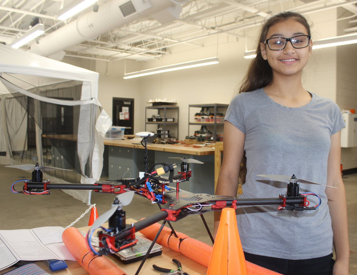 CleburneISD's tweet photo. Congratulations to Engineering student Elizabeth Youngberg who is our first CHS student to achieve the FAA 107 Drone Pilot Certification. Read her story and visit CISD Facebook to view our Drone Delivery video! https://t.co/tnBO884hcV https://t.co/hbIwog0J4f
