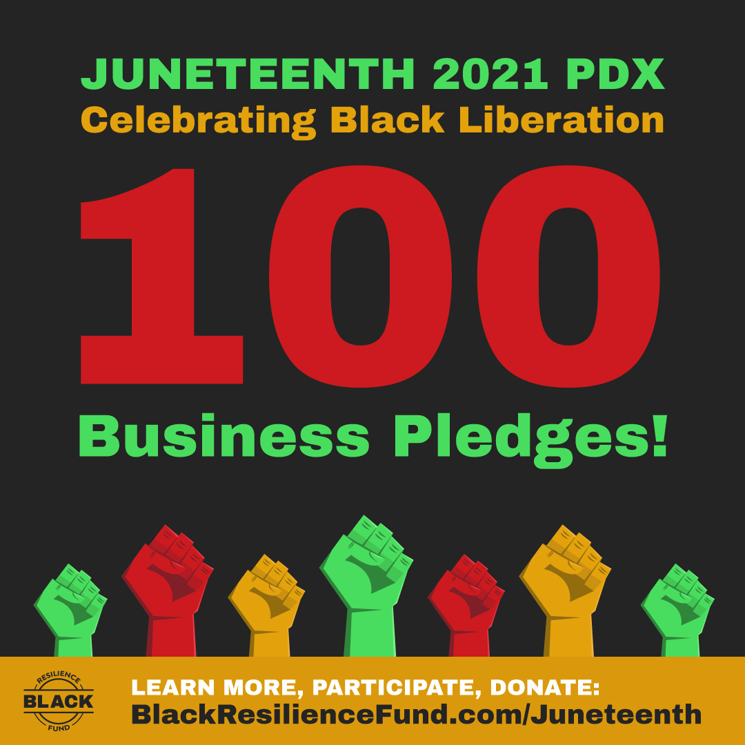 BrownHopeOrg's tweet photo. 🚨 That makes 100! Check out the sponsorship map of businesses that have taken the Juneteenth PDX 2021 pledge: https://t.co/xP6kd8vCK5
If you’re a local business and want to pledge your support, visit https://t.co/iTbE94QduH
#ThisIsAction #WeDoHeal https://t.co/xNYba43QTM