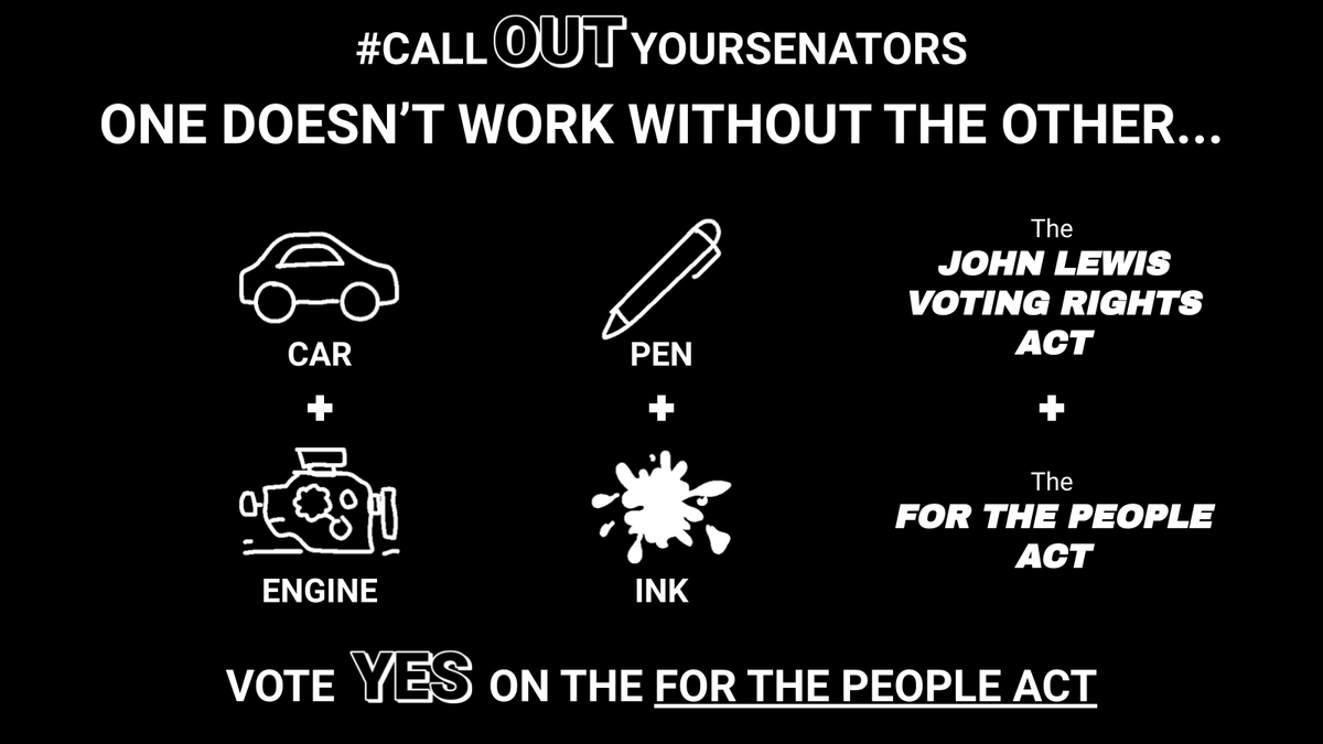 conniebritton's tweet photo. One simply doesn’t work without the other. @JoeManchinWV in addition to voting YES on the John Lewis #VRAA, we need you to Vote YES on the #ForThePeopleAct. West Virginia, retweet and spread the word. #CallOutYourSenators to be on the right side of history. https://t.co/alnRwUGcx2