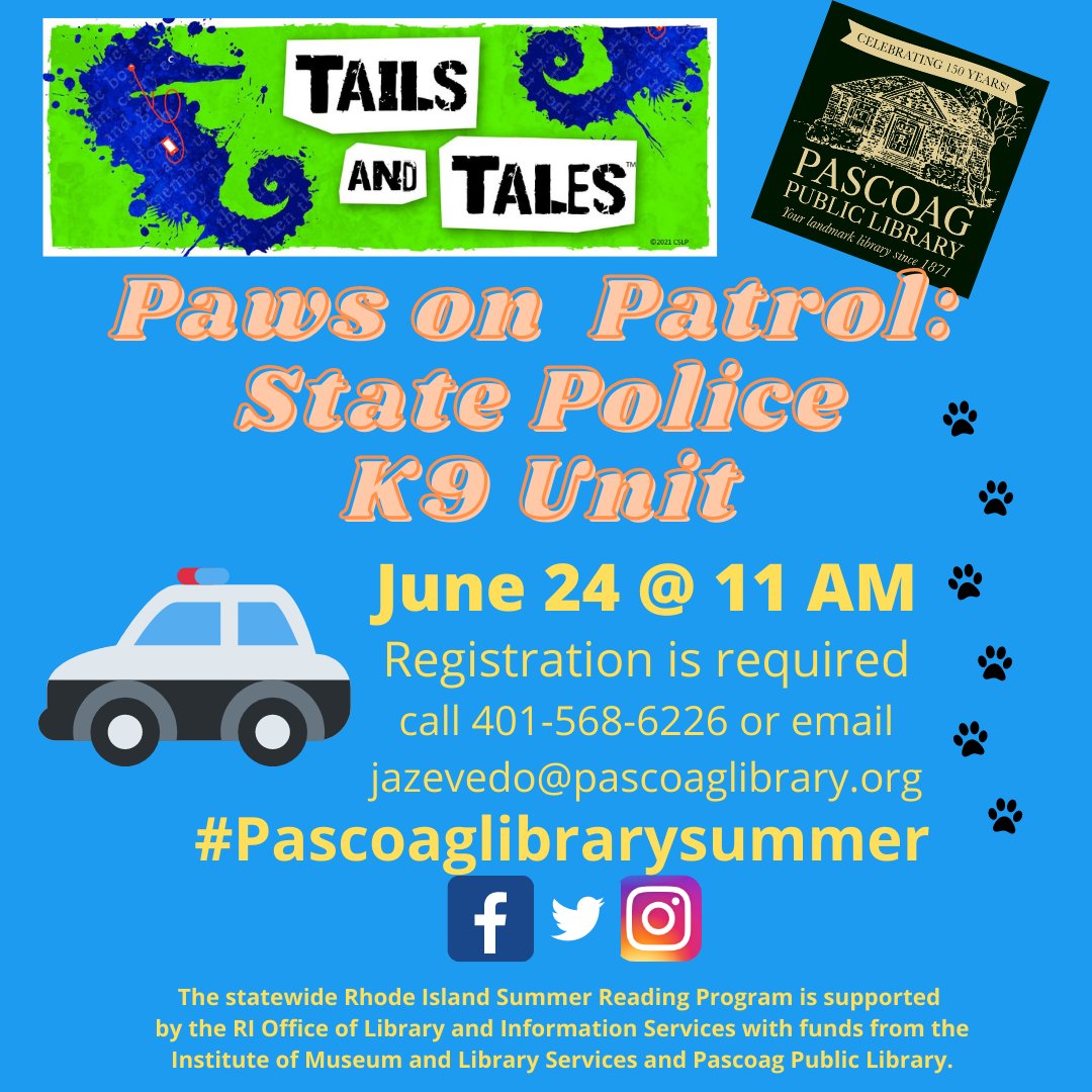 PascoagLibrary's tweet image. Come meet Skye the Police Dog!