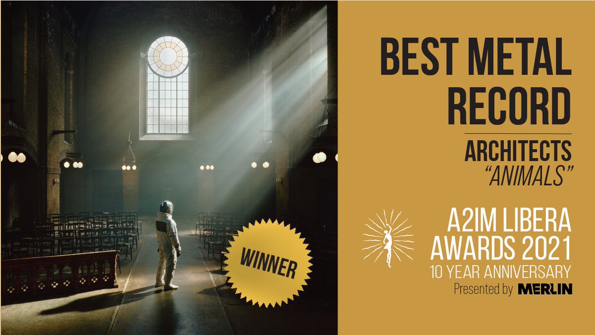LiberaAwards's tweet photo. 𝙒𝙄𝙉𝙉𝙀𝙍 𝙛𝙤𝙧 𝘽𝙚𝙨𝙩 𝙈𝙚𝙩𝙖𝙡 𝙍𝙚𝙘𝙤𝙧𝙙 : 𝘼𝙧𝙘𝙝𝙞𝙩𝙚𝙘𝙩𝙨 – “𝘼𝙣𝙞𝙢𝙖𝙡𝙨”
Congratulations @Architectsuk @epitaphrecords 👏
Honored to be your first American music award win 🏆
#A2IMLiberaAwards #BestMetal #MetalRecord https://t.co/Al0eVNJvs0