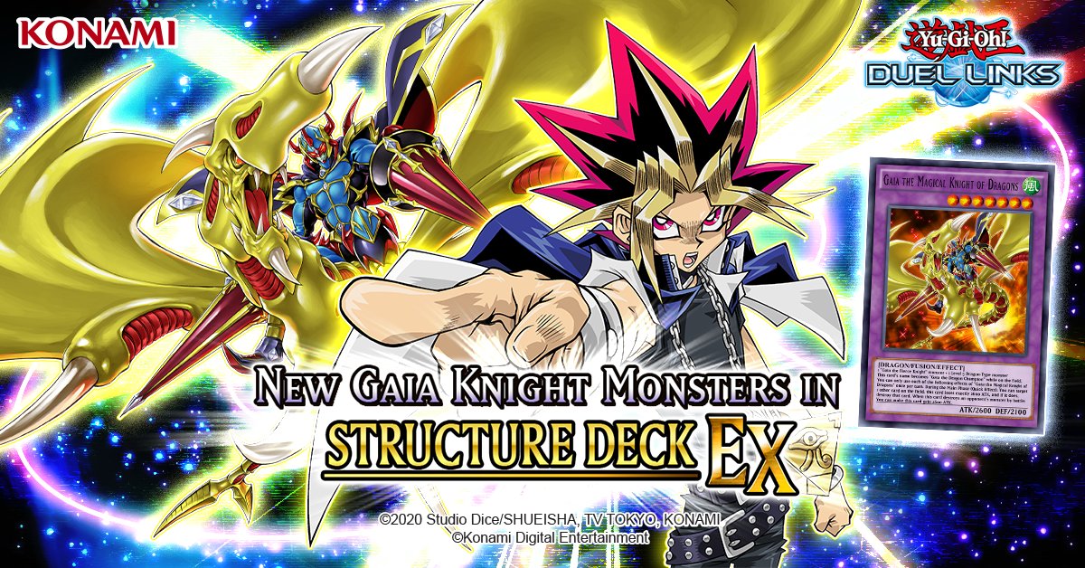The legendary monster will return with its new form! Fusion Summon!  Go,  Gaia the Magical Knight of Dragons! https://t.co/FiF5yShDNT #YuGiOhDuelLinks