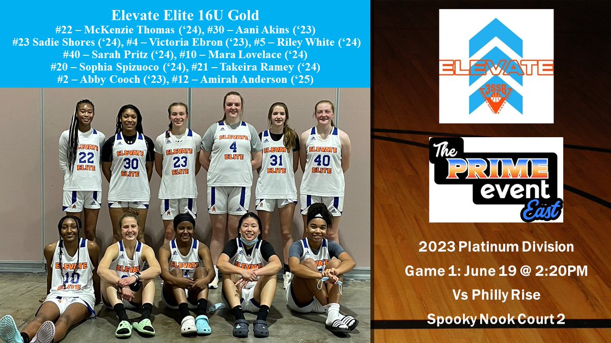 amirahvanderson's tweet photo. Coaches, you can find me and my @Elevate_Elite teammates playing this wknd in the @PRIMEeventBBall tournament @Kenziie2024 @AaniAkins @ShoresSadie @rileywhite2024 @SophiaSpizuoco @TakeiraRamey @AbbyCooch03 @PGHVirginia @MMBR_CoachGBell @SelectEventsBB @Coachksmith3 @AnthonyCooch https://t.co/HJrDRKh7qG