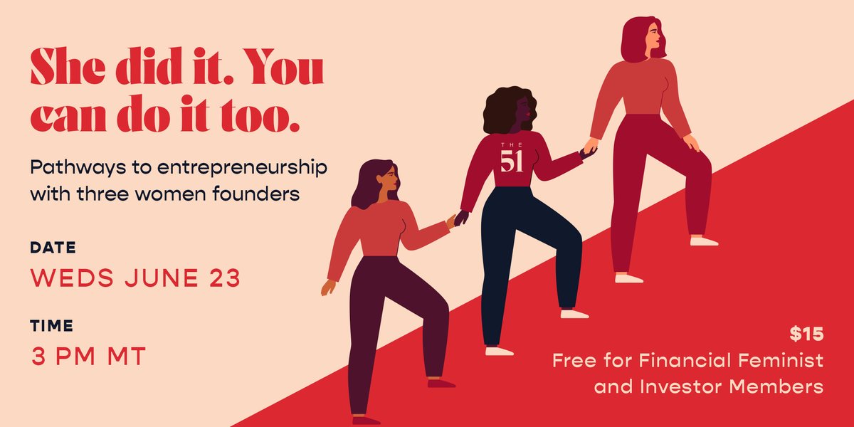 Our next event is ALL about entrepreneurship! 📆 Three women founders will share their stories and answer all your burning questions. 

Register for FREE if you’re a #FinancialFeminist member ($15 if you’re not yet) here 👉 bit.ly/3gGUn7d