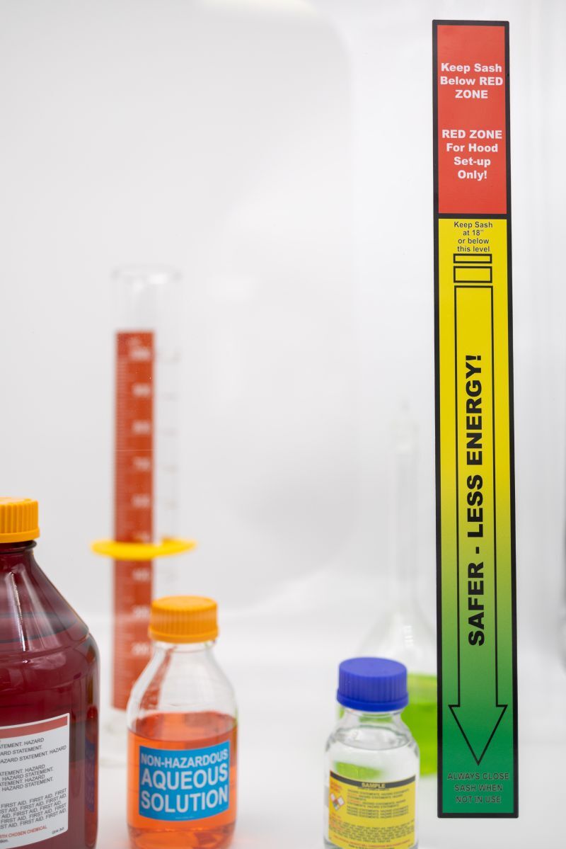 HCLLabels's tweet photo. Use HCL's Fume Sash Energy Conservation label to remind the team to keep the fume hood sash at 18" or below the level on the label. This has been proven to save a significant amount of energy. This updated hood label design uses the color scheme developed by the Danish Technical https://t.co/jkD3n3Dgt3