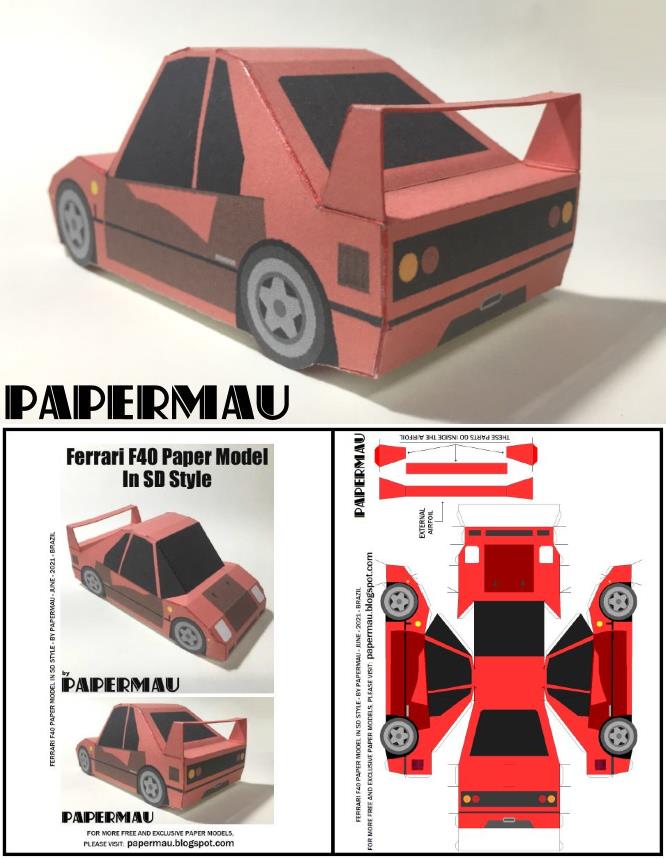 papermau on Twitter: "Easy-To-Build Ferrari F40 Paper Model In SD Style -  by Papermau - Download Now! #ペーパークラフト #papercraft #papermodel #papermau  #bastelbogen #papiermodell #papírovýmodel #papertoy #kids #FerrariF40 # Ferrari https://t.co ...