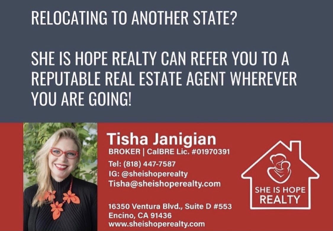 sheishoperealty's tweet image. SHE IS HOPE Realty will be happy to help you sell your home here and refer you to an agent in another state if you need to move! 

#movingoutofstate #transfer #helpingyoumakethemove 
#realestate #buyingandselling #california #relocating @sheishopela @sheishoperealty