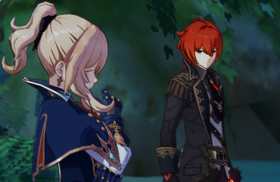 kazunqiu's tweet photo. idk but there's something in the way they stare at each other

have razor too 
#albeaether #jealuc #razor #genshinimpact https://t.co/zpgZdppfw8