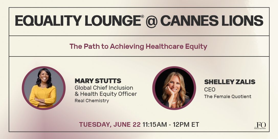 #CannesLions2021 is approaching - participate in this cultural event with @RealChemistry and The Female Quotient at The Equality Lounge®! I'll sit down with The FQ's Founder and CEO, Shelley Zalis to discuss helping create #health &amp; social equity in our workplaces &amp; communities.