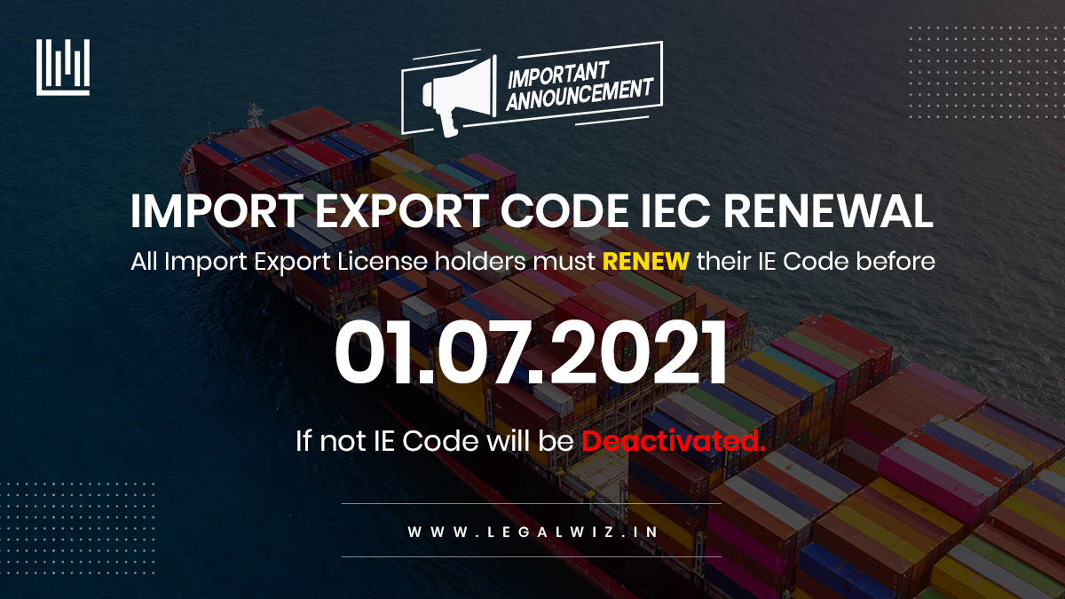 LegalWiz_in's tweet image. The IEC Code is mandatory for those involved in international trade. It is crucial for all Import Export License holders to renew their IE Code before 1st July 2021
#ImportExport #IECCode #InternationalTrade