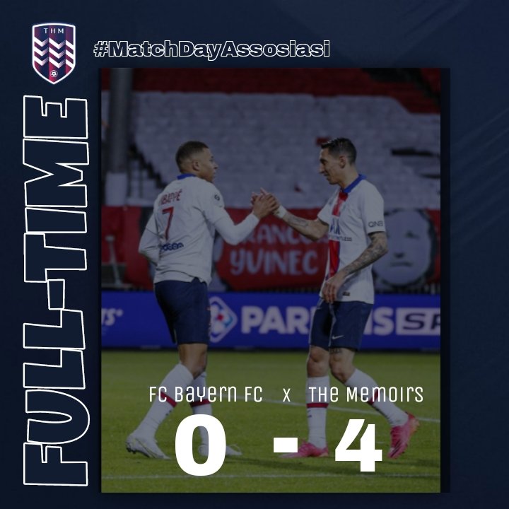 FcMemoirs's tweet photo. FT #Matchdayassosiasi

Fc Bayern Fc x The Memoirs ( 0 - 4 )
18' O.Horn
30' J. De Clercq ( ast. I. Popov )
36' S. Heo
44' S. Lee

Man Of The Match Ole Horn 🥳 https://t.co/8qBOl8rM6L