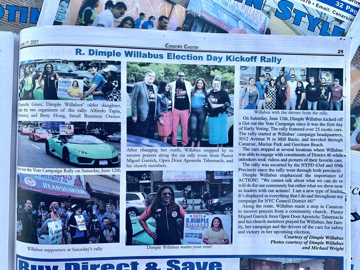 DimpleWillabus's tweet photo. Cover Girl..ππ½ππ―π₯°ππ½!!
Thank you for the coverage @CanarsieCourier. Check out the highlights from our Election Day Kickoff Rally.
#dimplewillabus #jointhemovement #TogetherWeCan #vote #family #teamwork #NYC https://t.co/79sI1xyGR7