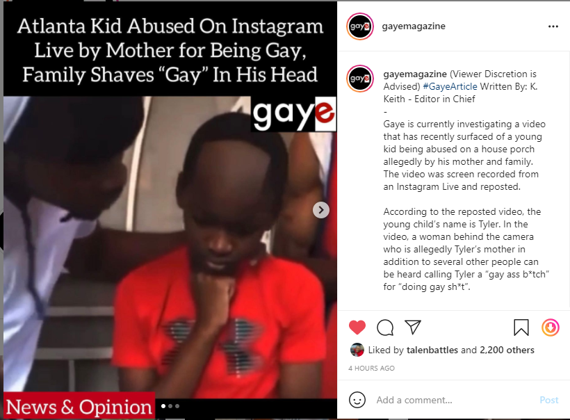EmperorTChalla's tweet photo. Please bring attention to this. This Queer Black youth's name is Tyler and was facing homophobic verbal and physical abuse in Atlanta on Instagram live. @IamGMJohnson @PrestonMitchum  https://t.co/11zEDtINkk https://t.co/HaZK0LSJV0