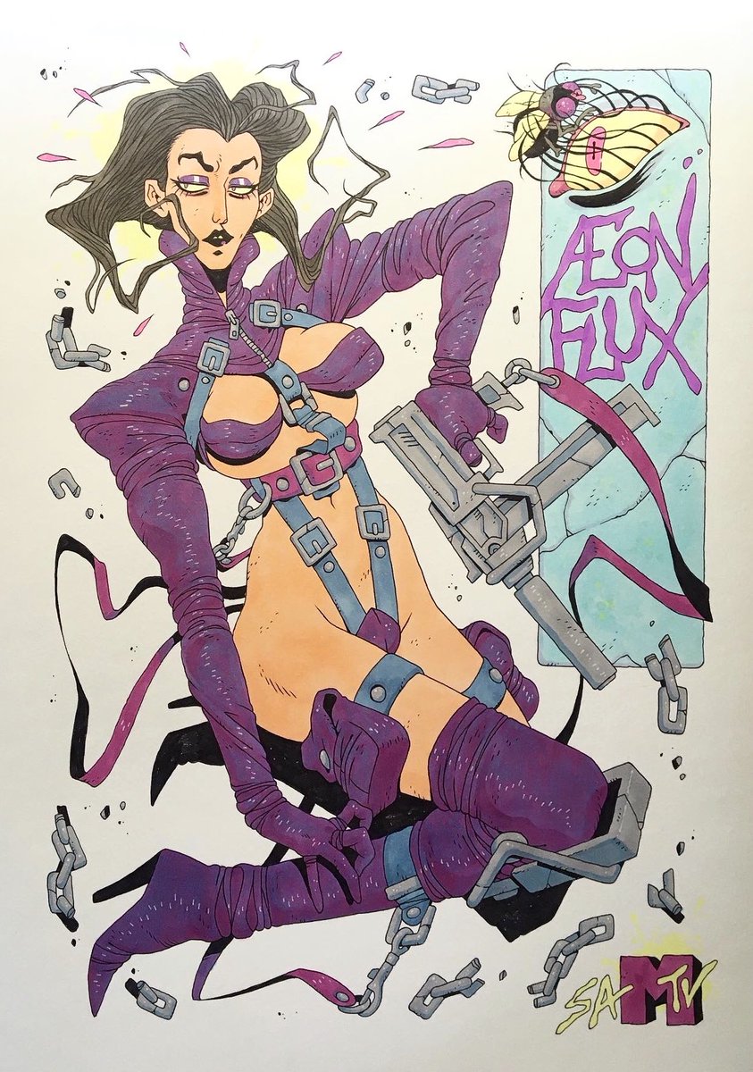 Someone hit me up to draw Aeon Flux (thankyou). Seeing this as a kid had a bigger impact on me than I initially realised.