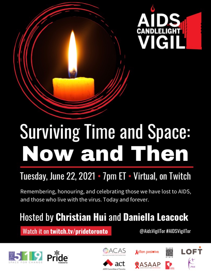 AIDSVigilTor's tweet photo. Join us virtually on https://t.co/XZYte2bQy5 this Tues June 22 at 7pm EST for the Toronto AIDS Candlelight Vigil 2021: Surviving Time and Space: Now and Then. https://t.co/18THOXCdnp