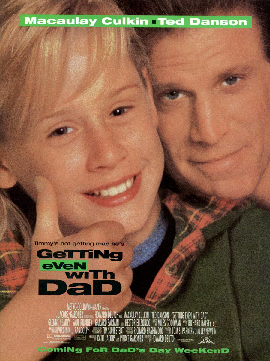FilmNewsNos's tweet photo. 🎬MOVIE HISTORY: 27 years ago today, June 17, 1994, the movie 'Getting Even with Dad' opened in theaters!
#MacaulayCulkin (@IncredibleCulk ) #TedDanson #GlenneHeadly @saulrubinek #GailardSartain #HectorElizondo #SydneyWalker #KathleenWilhoite #DannFlorek #ScottBeach https://t.co/ocMZDF4TFs