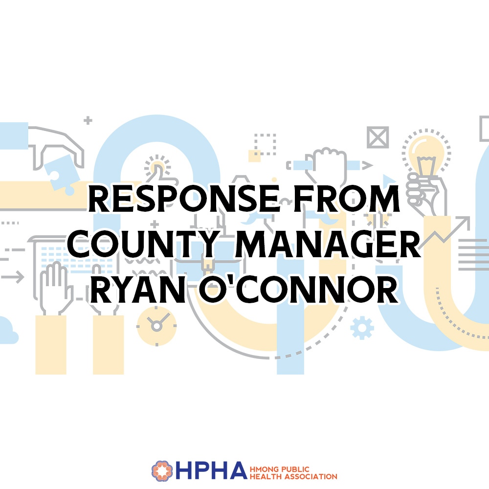 HmongPublicHlth's tweet photo. We've received a response from County Manager Ryan O'Connor. Due to image size restrictions, you can read our original letter and their response letter on our Facebook page! https://t.co/JaJy9Yn91b